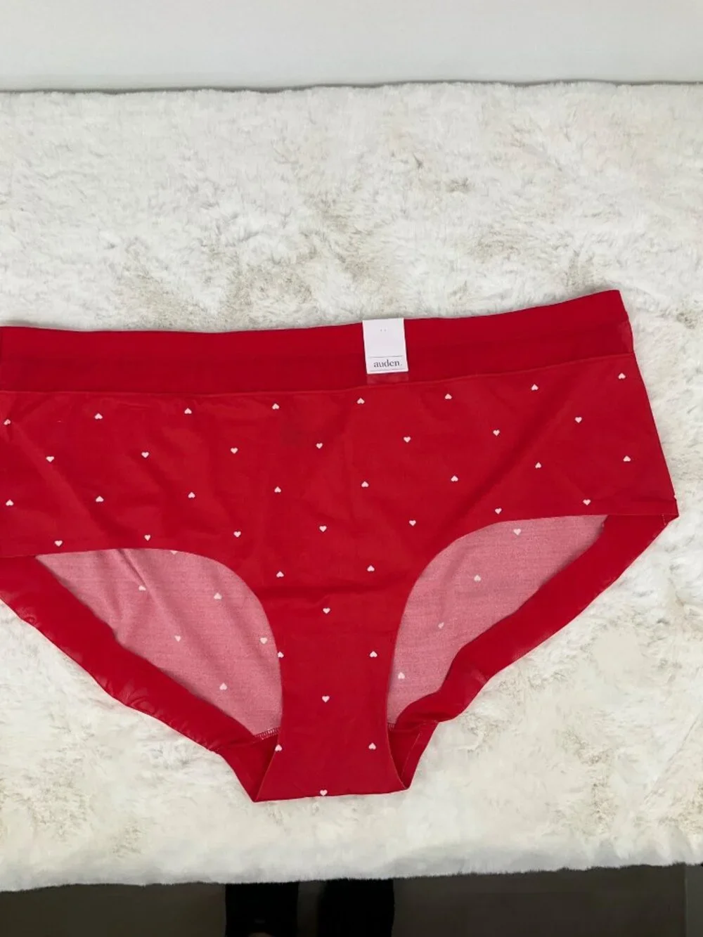 Auden Red Heart size 4X (28-30) NEW Invisible Edge No-show Brief Panty - Picture 3 of 9